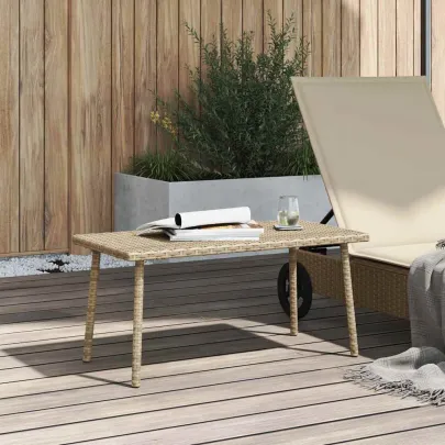 Masută Cafea Grădină Polirattan Bej - Livrare Gratuită