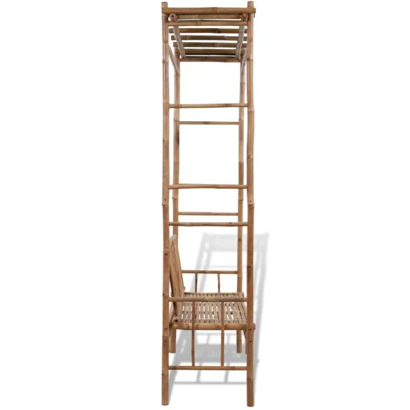 Bancă Grădină cu Pergolă Bambus - Livrare Gratuită