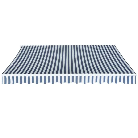 Copertină Manuală 350 cm - Albastru-Alb | Livrare Gratuită