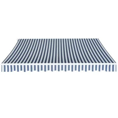 Copertină Manuală 350 cm - Albastru-Alb | Livrare Gratuită