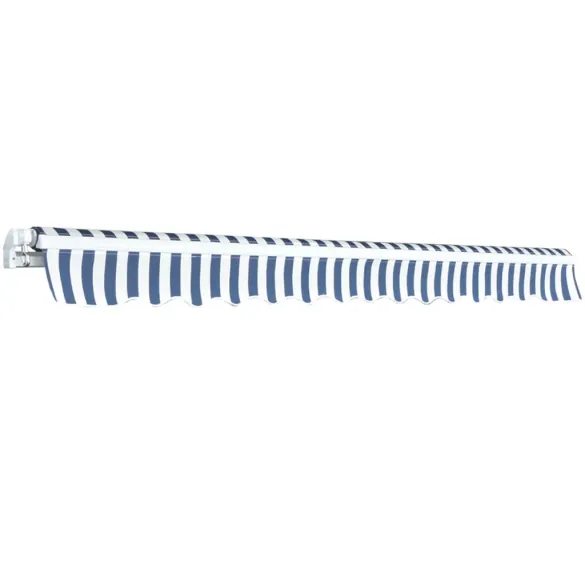 Copertină Manuală 350 cm - Albastru-Alb | Livrare Gratuită