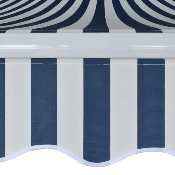 Copertină Manuală 350 cm - Albastru-Alb | Livrare Gratuită