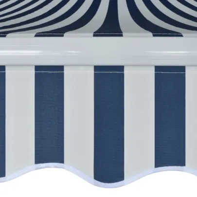 Copertină Manuală 350 cm - Albastru-Alb | Livrare Gratuită