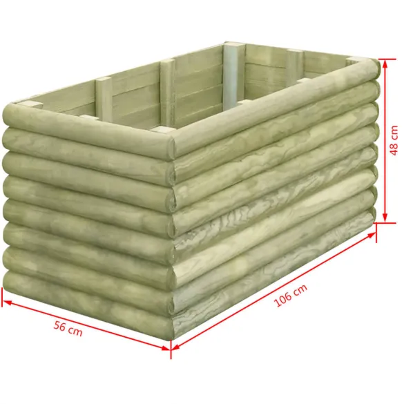 Strat Înălțat Grădină - Lemn Pin Rezistent - 106x56x48 cm