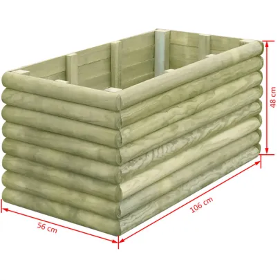 Strat Înălțat Grădină - Lemn Pin Rezistent - 106x56x48 cm