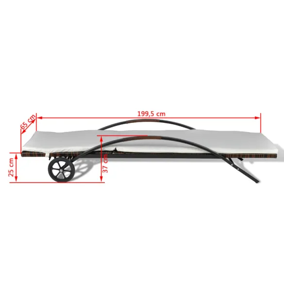 Șezlong de Plajă cu Pernă și Roți - Maro | Comandă Acum