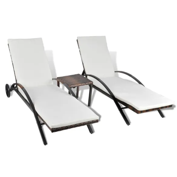Set Șezlonguri cu Masă Ratan Maro - Comfort și Stil