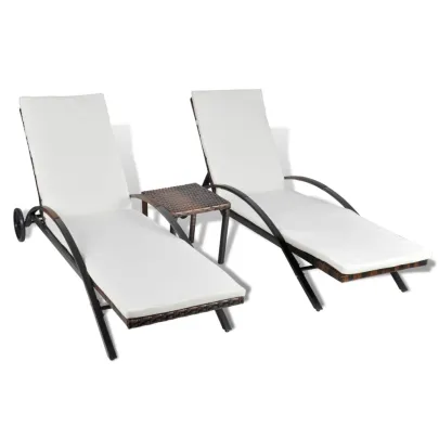 Set Șezlonguri cu Masă Ratan Maro - Comfort și Stil