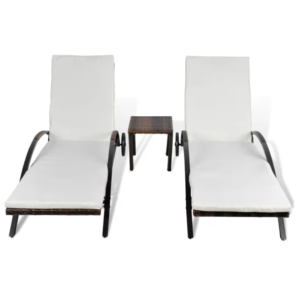 Set Șezlonguri cu Masă Ratan Maro - Comfort și Stil