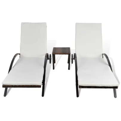 Set Șezlonguri cu Masă Ratan Maro - Comfort și Stil