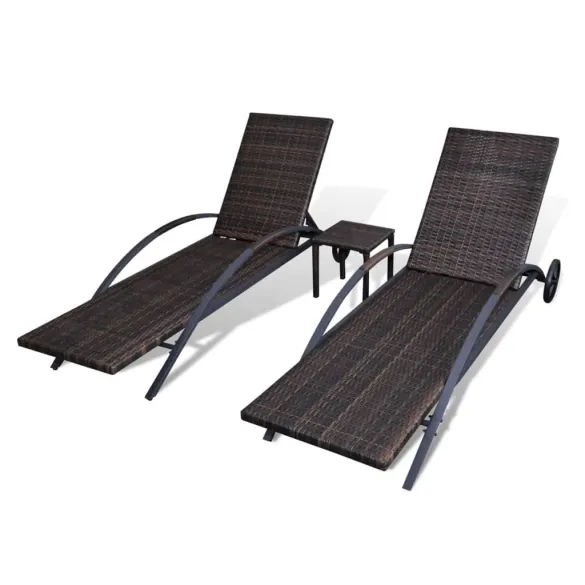 Set Șezlonguri cu Masă Ratan Maro - Comfort și Stil
