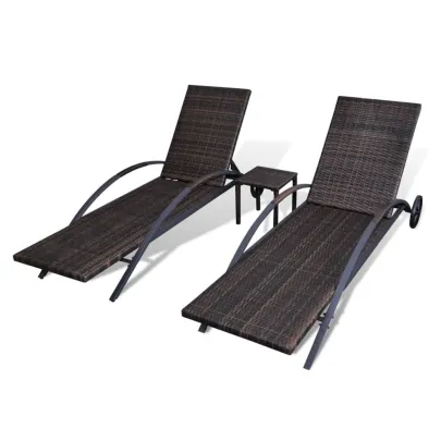 Set Șezlonguri cu Masă Ratan Maro - Comfort și Stil