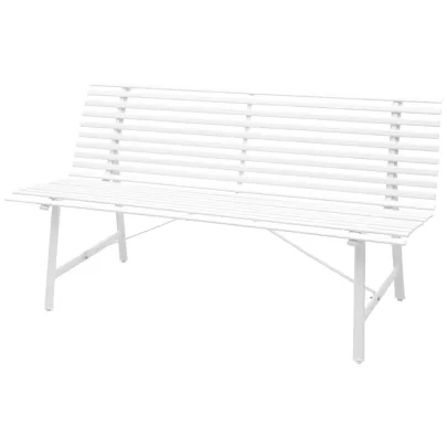 Bancă Grădină Albă Modernă - Oțel Rezistent - 150 cm