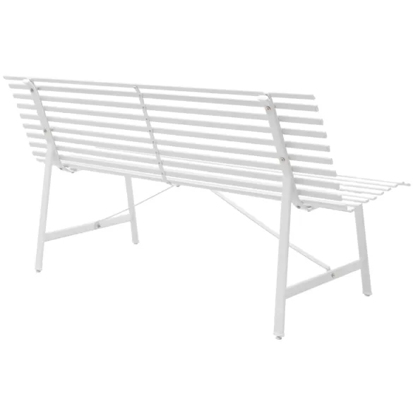 Bancă Grădină Albă Modernă - Oțel Rezistent - 150 cm