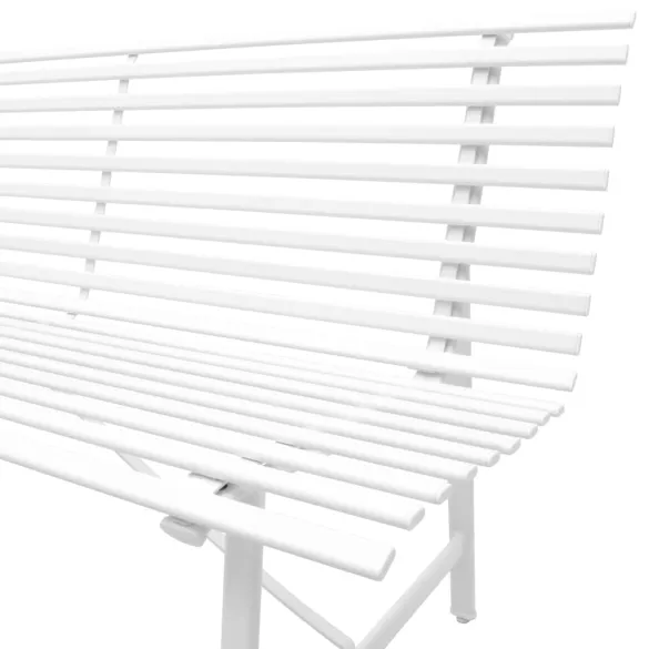 Bancă Grădină Albă Modernă - Oțel Rezistent - 150 cm