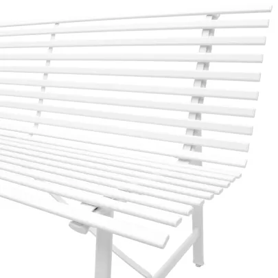 Bancă Grădină Albă Modernă - Oțel Rezistent - 150 cm