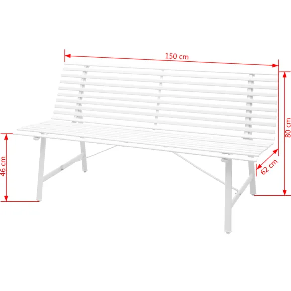 Bancă Grădină Albă Modernă - Oțel Rezistent - 150 cm