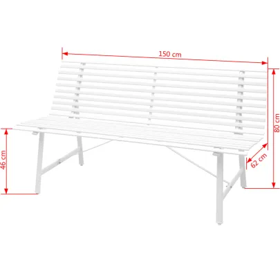 Bancă Grădină Albă Modernă - Oțel Rezistent - 150 cm