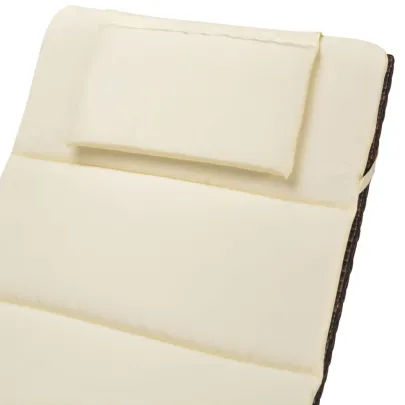 Șezlong Pliabil cu Saltea - Maro, Poliratan - Livrare Gratuită