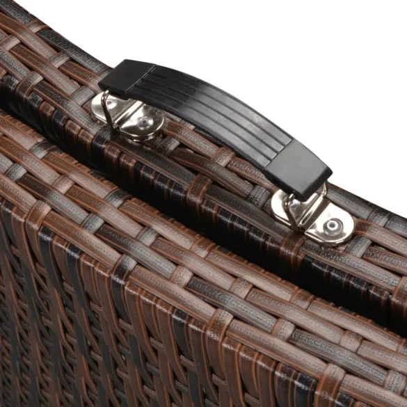 Șezlong Pliabil cu Saltea - Maro, Poliratan - Livrare Gratuită