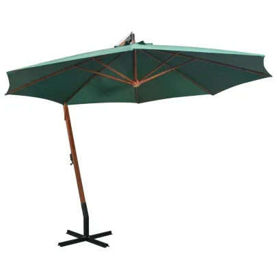 Umbrelă suspendată 350 cm - lemn, verde | Livrare gratuită
