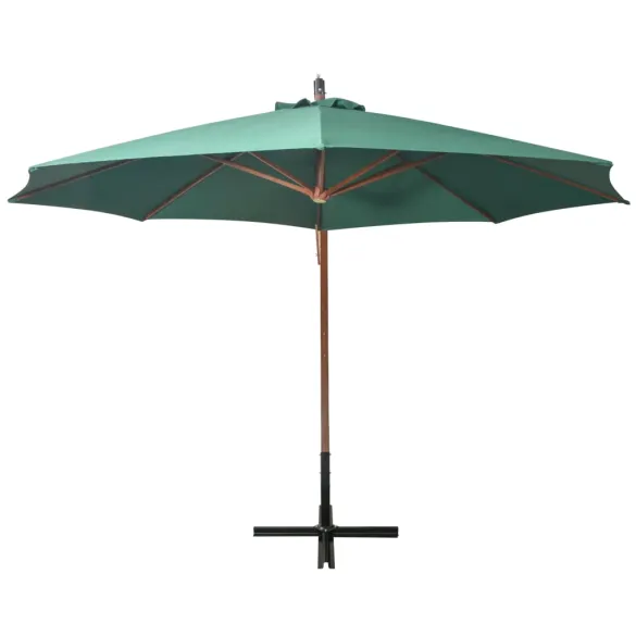 Umbrelă suspendată 350 cm - lemn, verde | Livrare gratuită