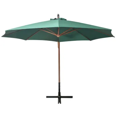 Umbrelă suspendată 350 cm - lemn, verde | Livrare gratuită