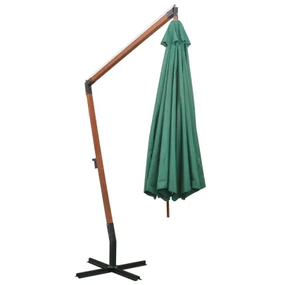 Umbrelă suspendată 350 cm - lemn, verde | Livrare gratuită