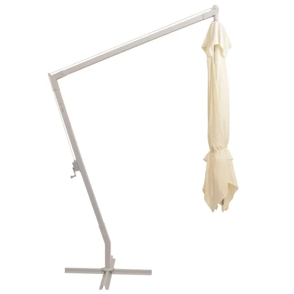 Umbrelă suspendată grădină 3x3m, aluminiu, nisipiu