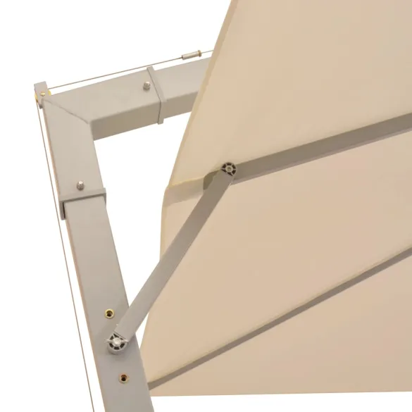 Umbrelă suspendată grădină 3x3m, aluminiu, nisipiu