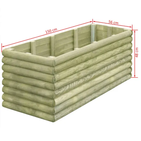 Strat Înălțat Grădină Lemn Pin 150x56x48 cm - Livrare Gratuită