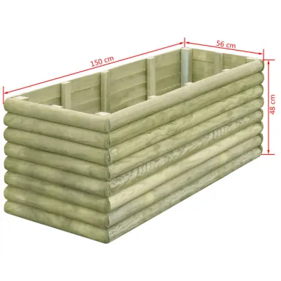 Strat Înălțat Grădină Lemn Pin 150x56x48 cm - Livrare Gratuită