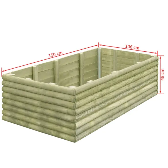 Strat Înălțat Grădină Lemn Pin 150x106x48 cm | Livrare Gratuită