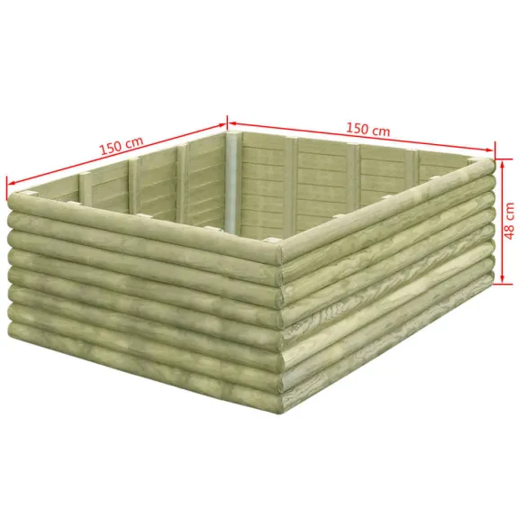 Strat Înălțat Grădină Lemn Pin 150x150x48 cm