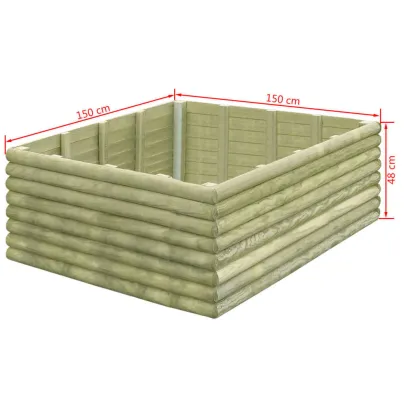 Strat Înălțat Grădină Lemn Pin 150x150x48 cm