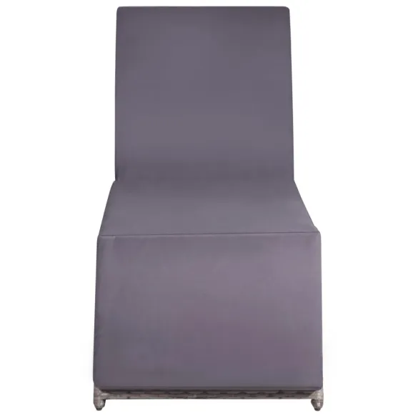 Șezlong cu Masă - Gri, Poliratan - Livrare Gratuită