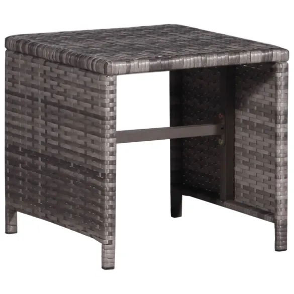 Șezlong cu Masă - Gri, Poliratan - Livrare Gratuită