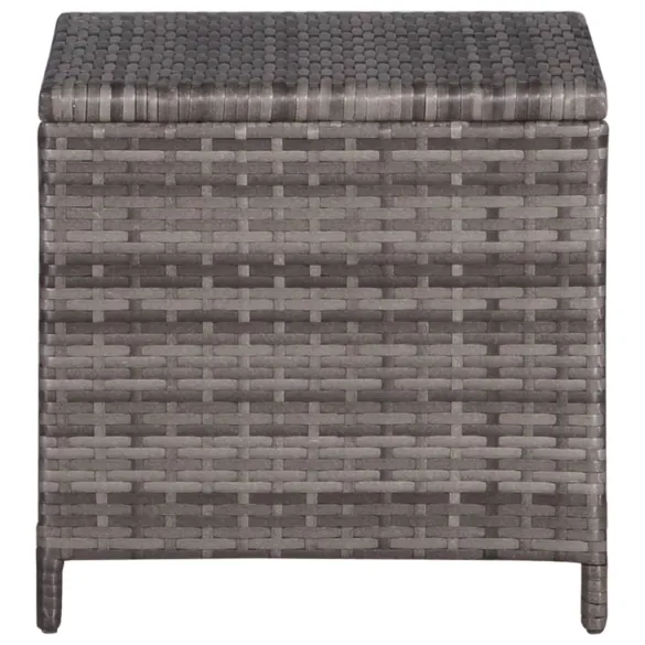 Șezlong cu Masă - Gri, Poliratan - Livrare Gratuită