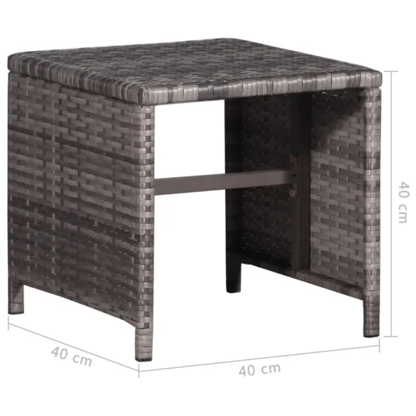 Șezlong cu Masă - Gri, Poliratan - Livrare Gratuită