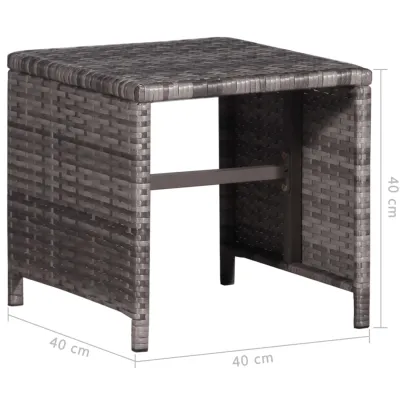 Șezlong cu Masă - Gri, Poliratan - Livrare Gratuită