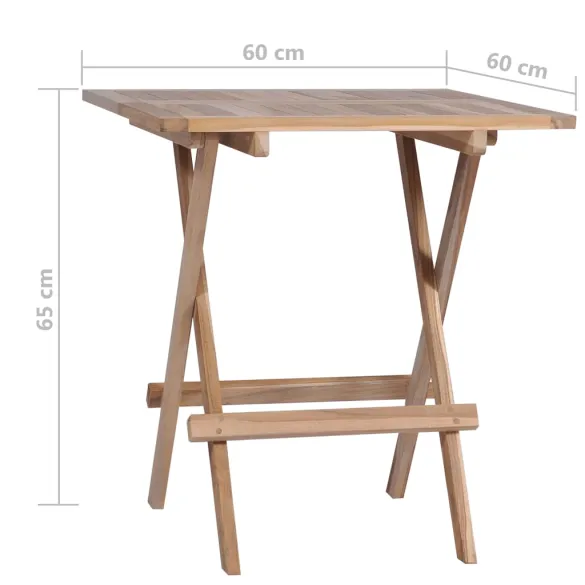 Masă Bistro Pliabilă din Lemn de Tec - Livrare Gratuită