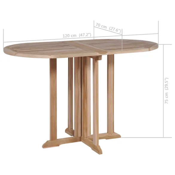 Masă Grădină Pliabilă Fluture 120x70 cm - Lemn de Tec
