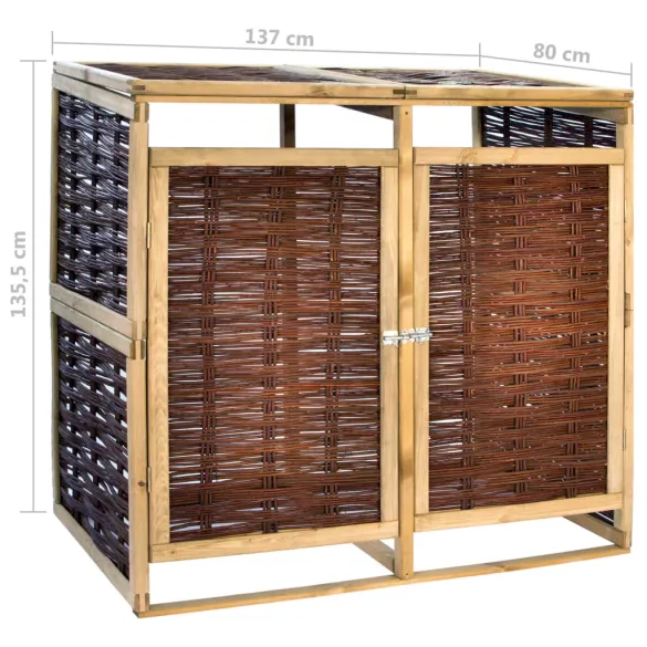 Magazie Pubele Dublă din Lemn - Depozitare Gunoi Exterior