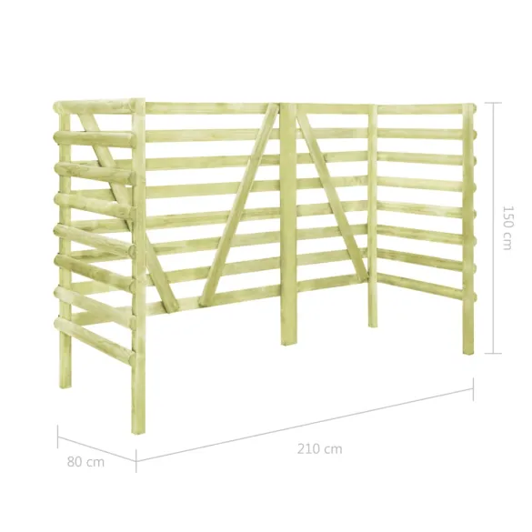 Magazie Pubele Verde 210x80x150cm - Lemn de Pin | Livrare Gratuită
