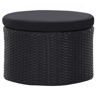 Pat Șezlong cu Baldachin Exterior - Negru, Poliratan