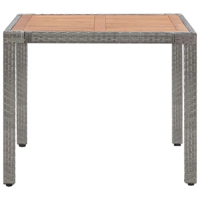 Masă Grădină Gri - Poliratan și Lemn Acacia - Livrare Gratuită