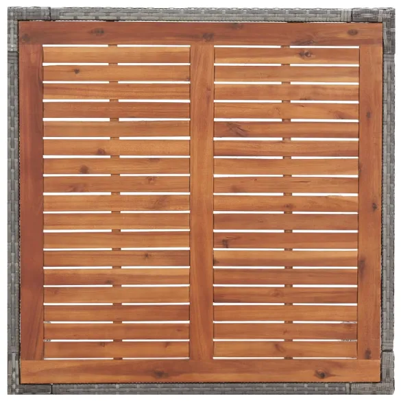 Masă Grădină Gri - Poliratan și Lemn Acacia - Livrare Gratuită