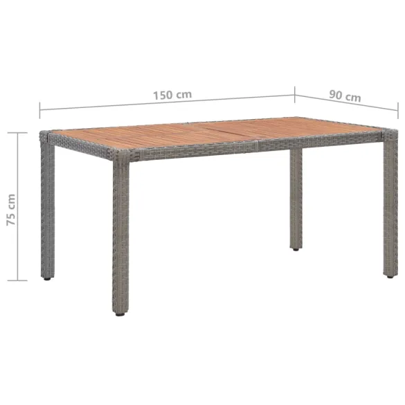Masă Grădină Modernă - Ratan și Lemn Acacia - 150x90 cm