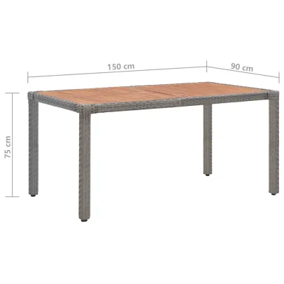 Masă Grădină Modernă - Ratan și Lemn Acacia - 150x90 cm