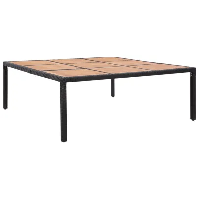 Masă Grădină 200x200 cm - Poliratan și Lemn Acacia - Negru